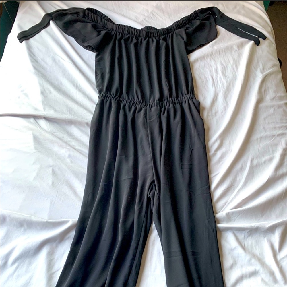 Black off the shoulder jumpsuit